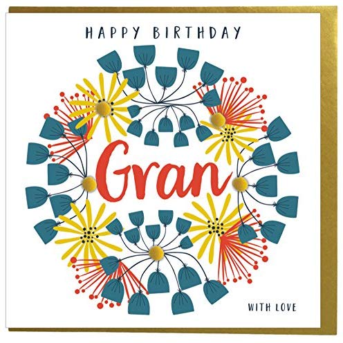 Claire Giles Greeting Cards, Happy Birthday Gran Card, Floral Pattern design Grandmother Birthday Greeting Card - Image 2