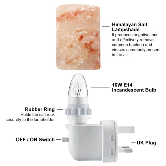 Long Life Lamp Company NLS01 Himalayan Salt Rock Lamp Plug In Night Light Air Purifier Switchable Natural Crystal Mood Light Hand Crafted - Image 2