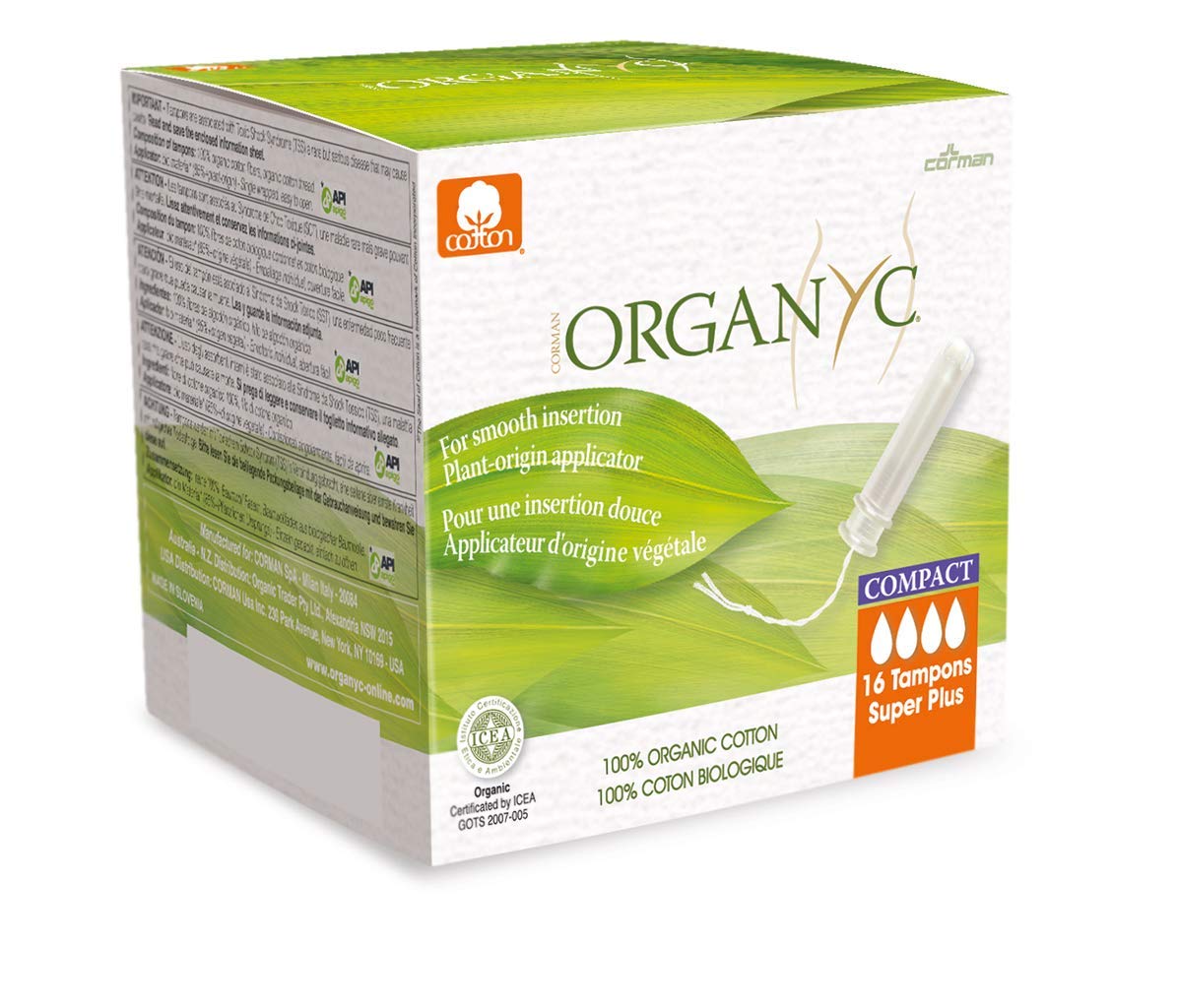 ORGANYC Compact Super Plus Applicator Tampons, 16 Count (Pack of 1)