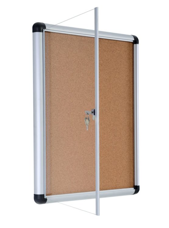 Bi-Office Display Case Enclore Extra, Cork Surface, Acrylic Door, Aluminium Frame, 30.6 x 37.6 cm (1x A4) - Image 3