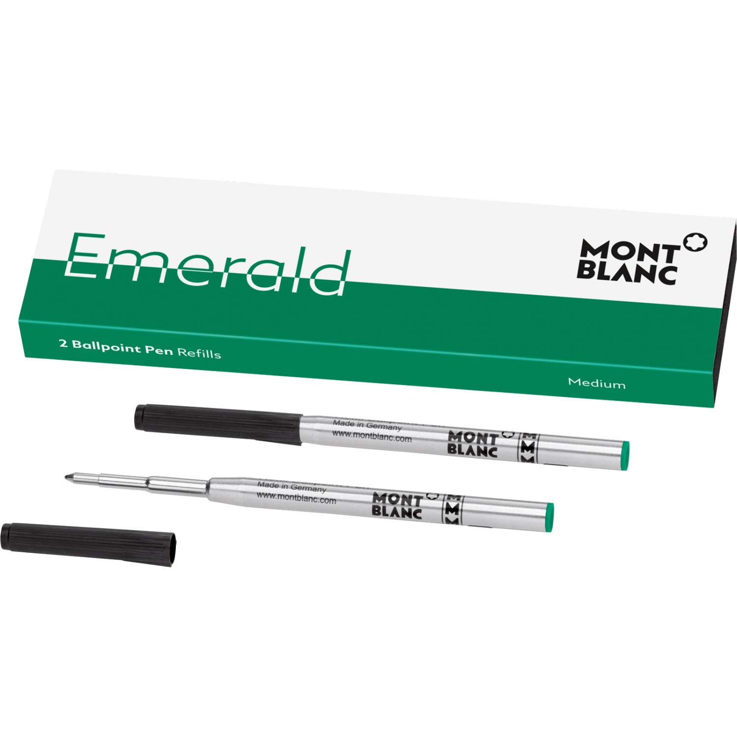 Montblanc Ballpoint Pen Refills (M) Emerald Green 118126 Refill Ink with a Medium Tip for