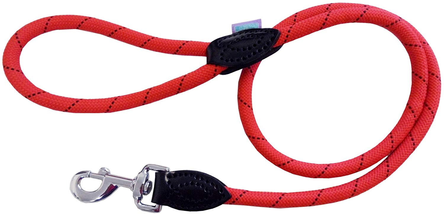 Dog and Co Rope Trigger Dog Lead, 120 x 1.2 cm/ 48-inch x 1/2-inch, Red/ Black, Clear