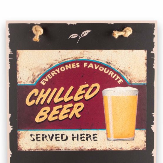 Chalkboards UK Chilled Beer Tall Thin Blackboard/Memo Kitchen Black Board with Rope, Tray and Chalk. Booths Design Range, Wood, 60 x 26.5 x 1 cm - Image 2