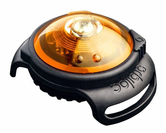 Orbiloc Dual Flashing/Solid Safety LED Light for Dogs - High Visibility Durable Water Proof Impact Resistant Attach to Harnesses & Collar - Yellow