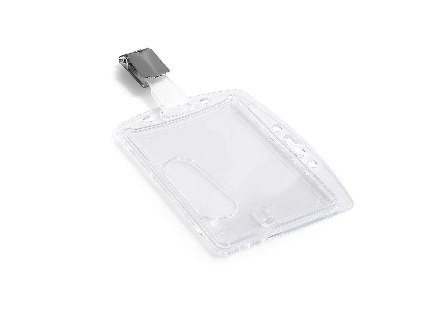 Durable Acrylic Security Pass Holder 54 x 86 mm with Clip Transparent, For 1 card - Image 4