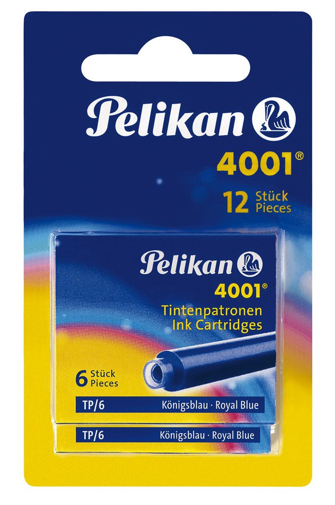 Pelikan 4001 Ink Cartridge for Fountain Pen - Royal Blue (Pack of 12), Standard (Pack of 12)