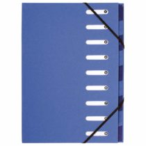 Exacompta Ref - 52982E Forever Harmonika Expanding Spine Recycled Multipart File, 24.5x32cm for A4 Sized Documents, 9 Tabbed Sections, Recycled Board Blue Cover with Reinforced Tabs