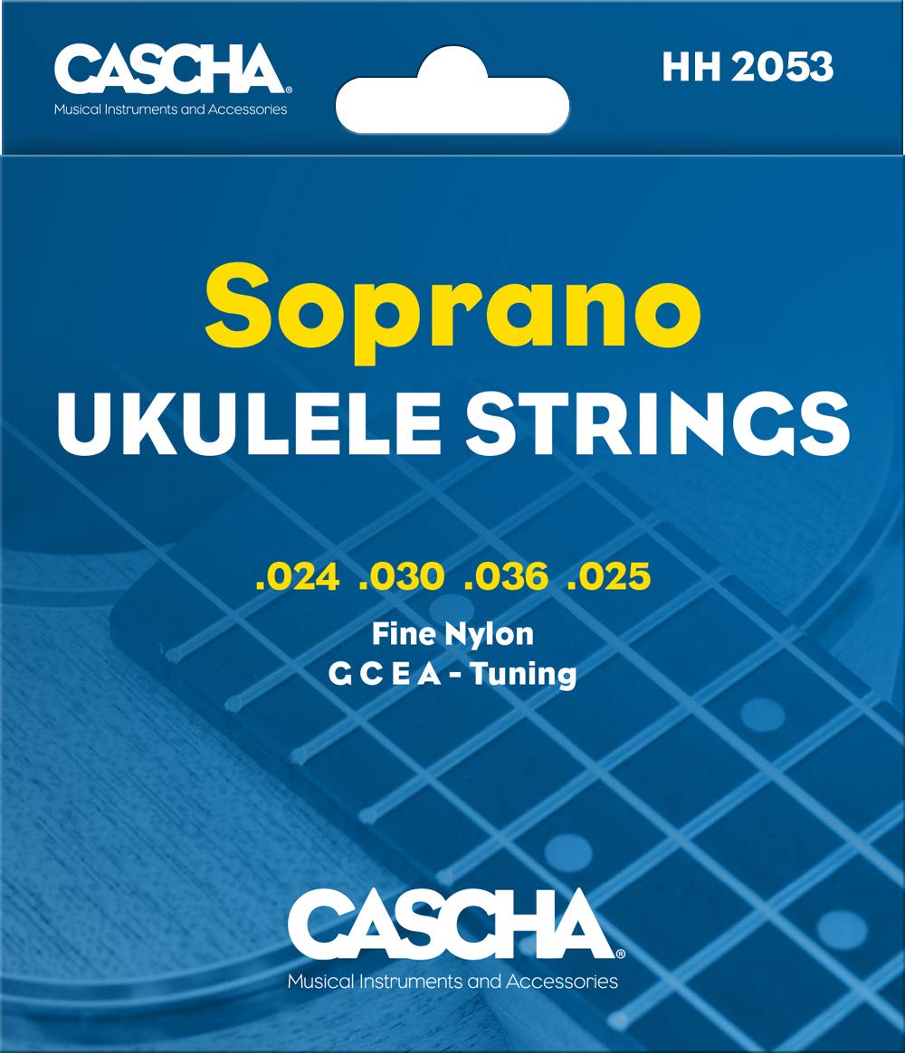 CASCHA Premium Soprano Ukulele Strings, Nylon Strings, Durable - Set including 4 Strings (G C E A), Medium Gauge