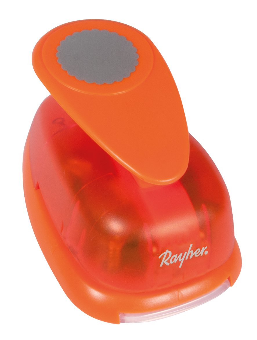 Rayher Paper Craft Punch, Scalloped Circle Lever Punch for Card Making and Scrapbooking 7.6cm, 3'', 69085000