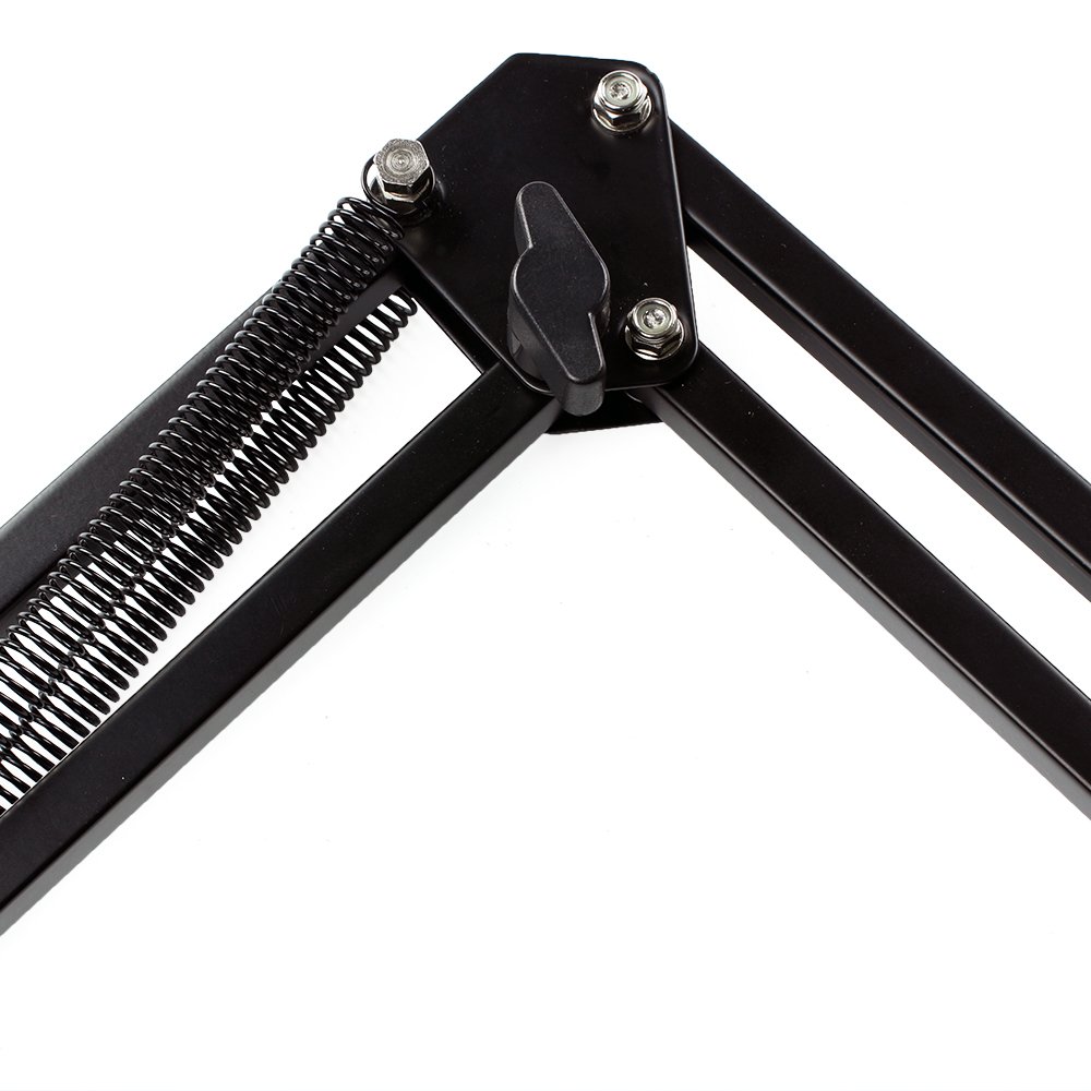 RockJam MS050 Microphone Stand Microphone Scissor Arm Stand Compact Mic Stand made of Durable Steel, Black - Image 4