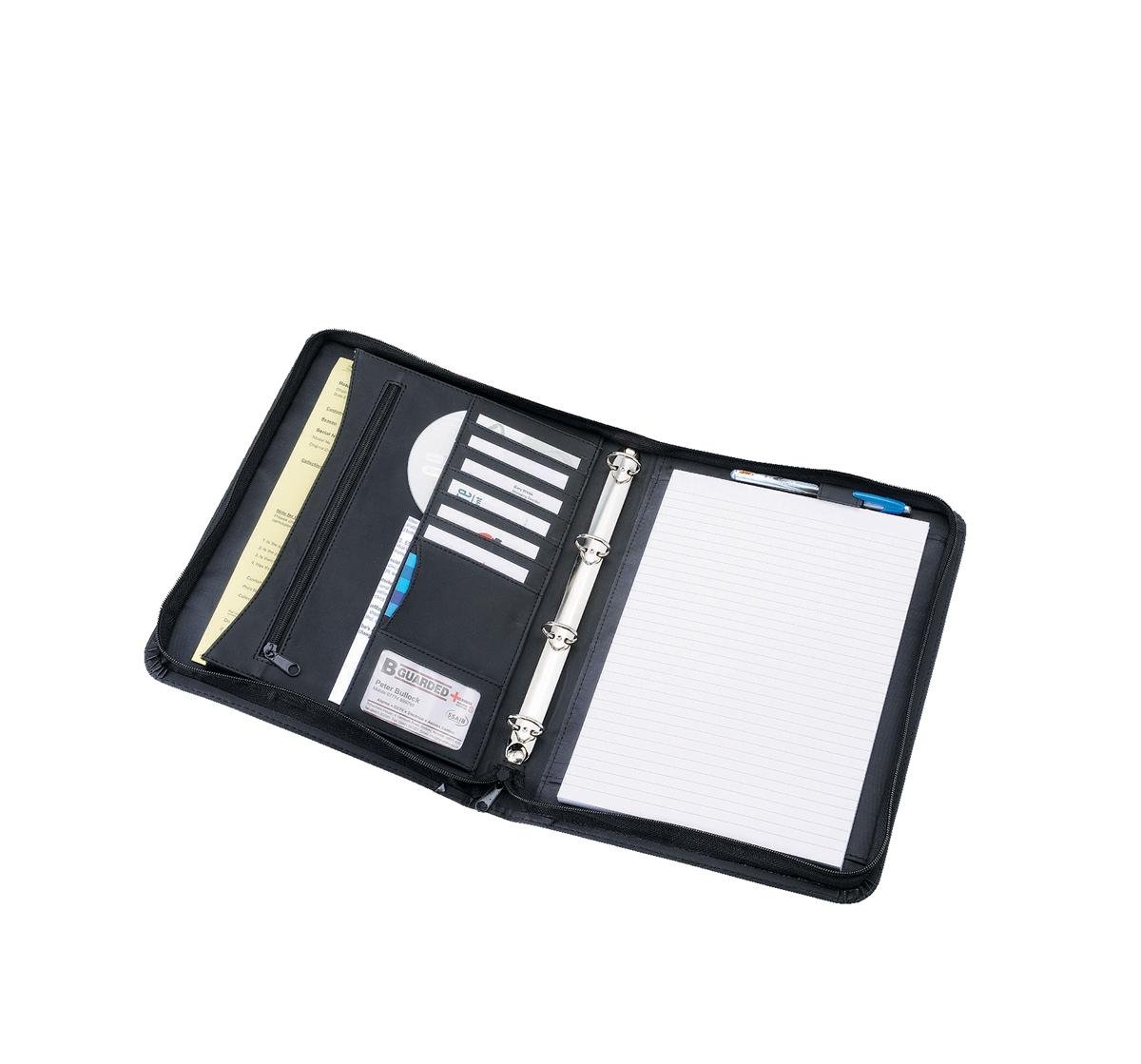 5 Star Office Ring Binder Folder Zipped with Pad 4 Ring Capacity 30mm A4 Black, A4 Format