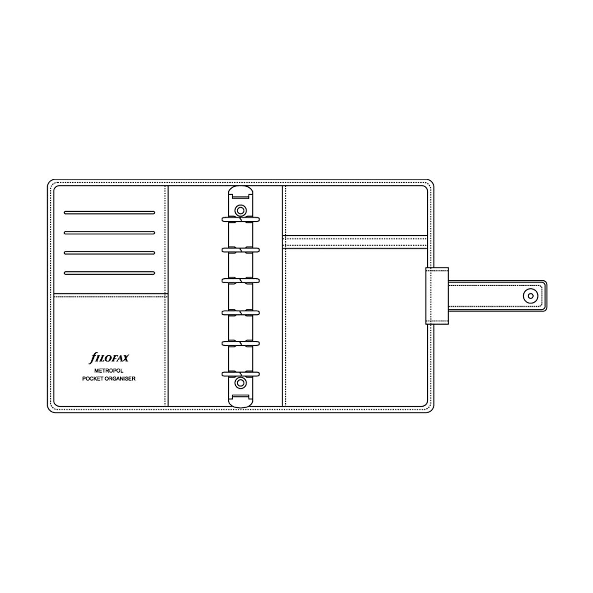 Filofax Metropol Pocket organiser- Red (Paper size 81mm x 120mm), Pocket Strap - Image 2