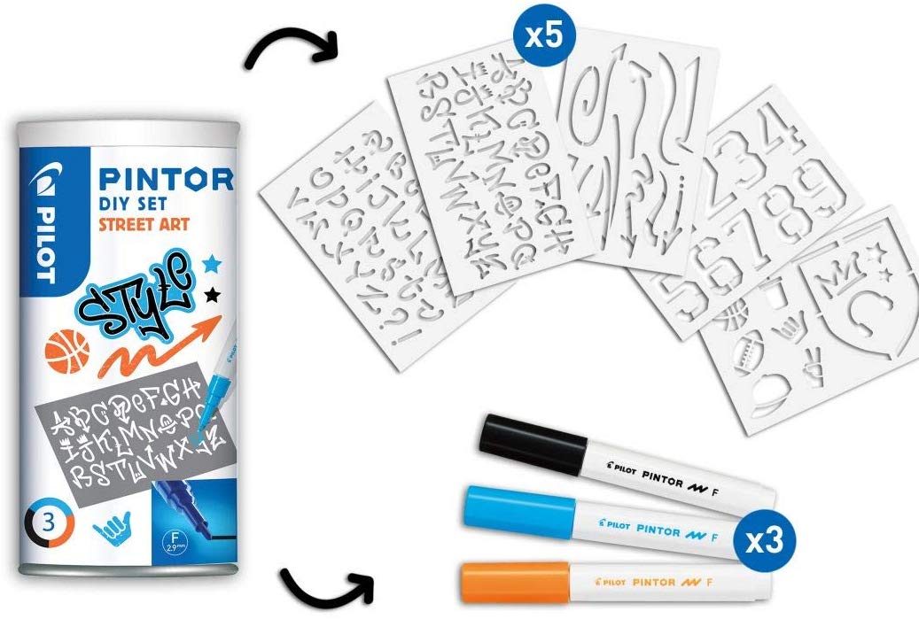 Pilot Pintor Creative Kit Stencils Assorted Colours Fine Point