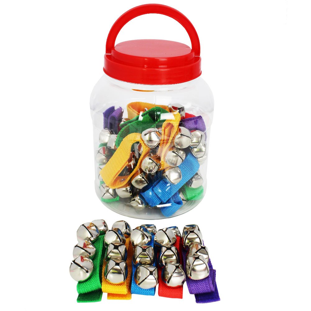 A-Star Multi-Coloured Wrist Jingle Sleigh Bells with Nylon Strap x20 Pcs, Mixed, 10 works