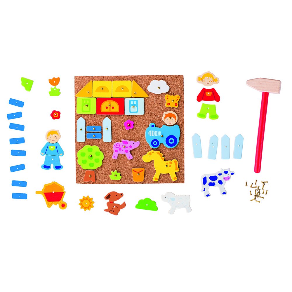 GOKI 58555 Farm Hammer And Nail Toy Set, Mixed, Medium