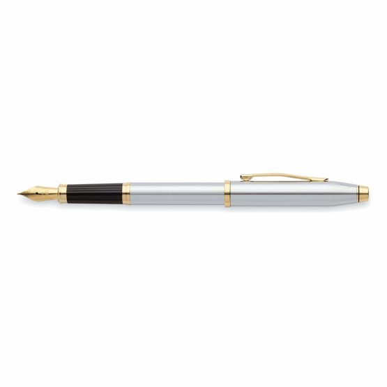 Cross Century II Refillable Click-Off Cap Metal Fountain Pen with 23 Carat Gold Plated Appointments, Medium Gold Nib, includes Premium Gift Box and 2 Black Cartridge Refills, 1 Pack, Medalist Chrome - Image 2