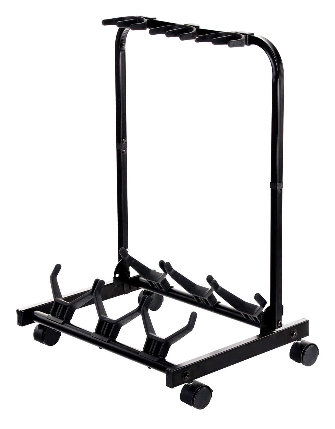 Rocktile Triple Multi Guitar Stand With Wheels For Electric And Acoustic Guitars, black