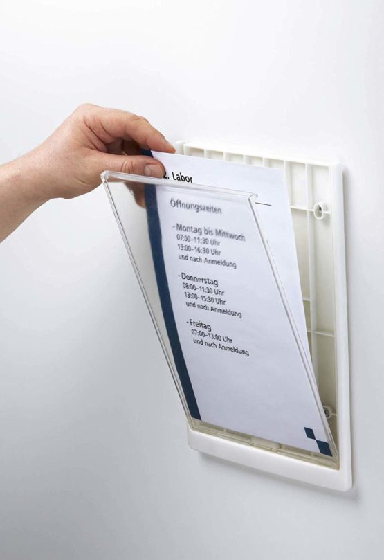 Durable Click Information Sign A4 Portrait White | Door and Wall Sign | Includes Fittings | Ideal for Offices, Hotels, Public Buildings, etc. - Image 4