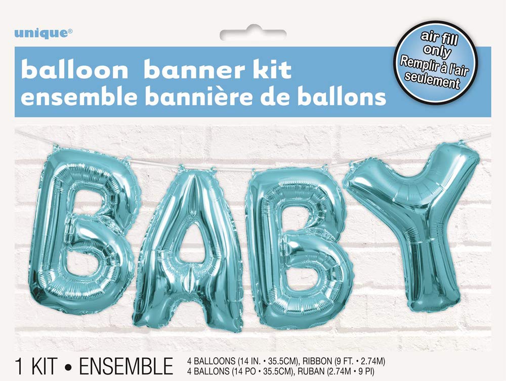 Shimmering Blue Baby Letter Foil Balloon Banner Kit (35cm) 1 Set - Perfect for Parties and Events - Image 2