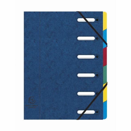 Exacompta Ref - 55062E Harmonika Multipart File, 24.5x32cm for A4 Sized Documents, 6 Tabbed Sections, Expandable Spine, Premium Pressboard Cover in Blue with Multi-Coloured Tabs