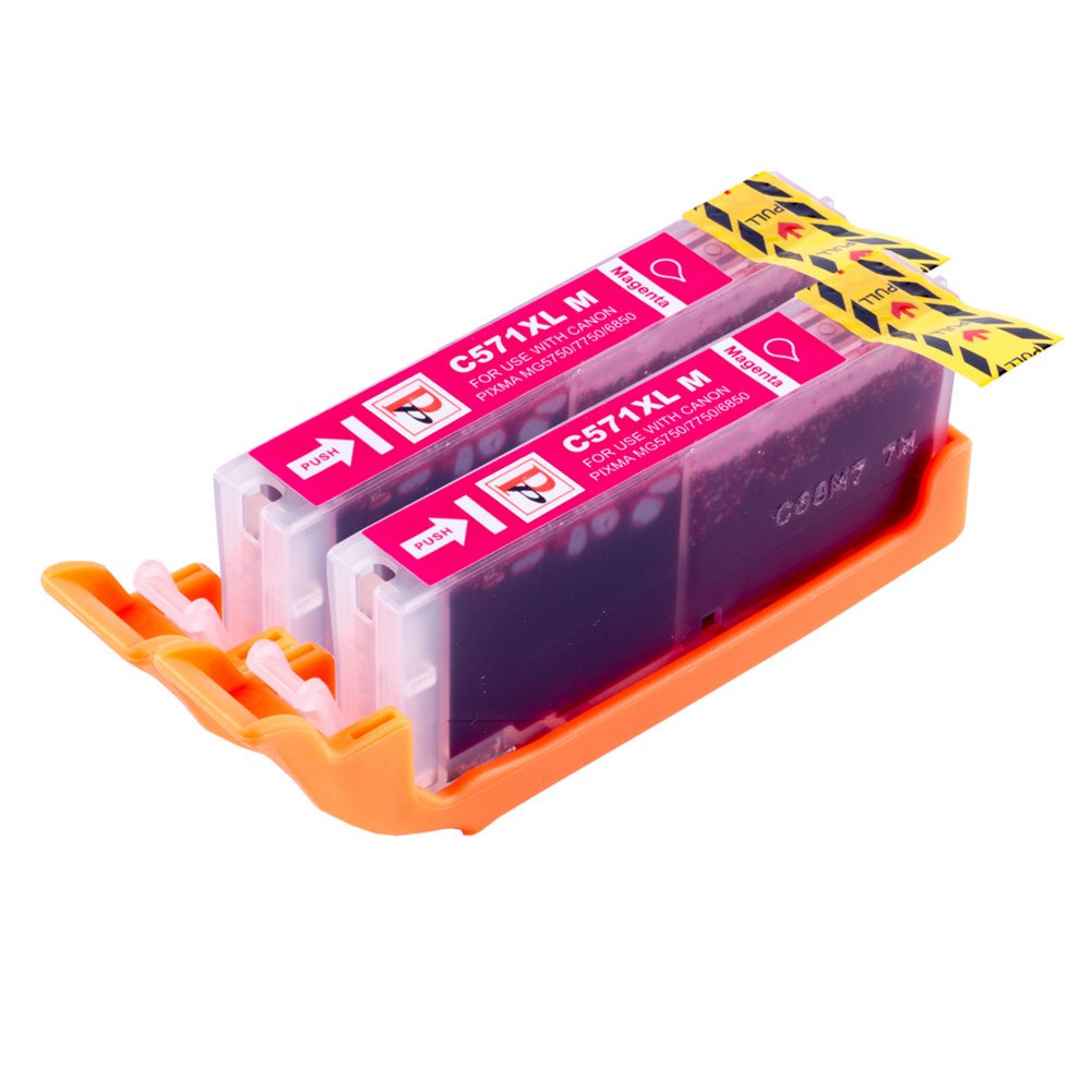2 Magenta PerfectPrint Compatible Ink Cartridge Replace CLI571 for Canon Pixma MG5750 MG5751 MG5752 MG5753 MG6850 MG6851 MG6852 MG6853 MG7750 MG7751 MG7752 MG7753