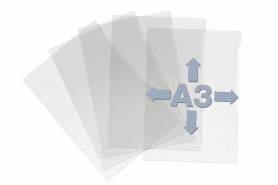Durable Transparent Document Pockets A3 | Rigid Plastic Wallet with Thickness of 0.30 mm | Pack of 10 Clear Pockets