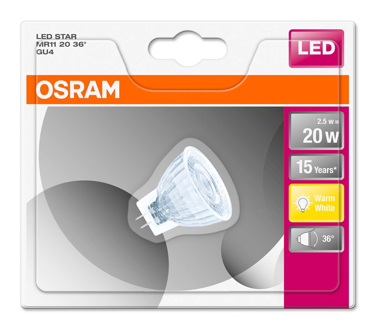 Osram LED Reflector Light Bulb/Socket: Gu4 Warm White 2700 K 2.5 W LED Star Mr11 Reflector Bulb Replacement for 20 W 12 V - Image 3
