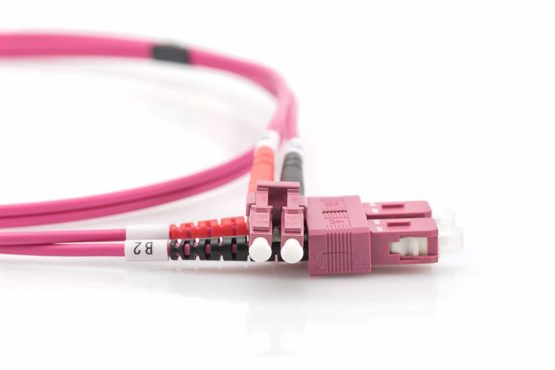 DIGITUS FO patch cable OM4-1 m LC to SC fiber optic cable - LSZH - Duplex Multimode 50/125µ - 10 GBit/s - Purple - Image 2