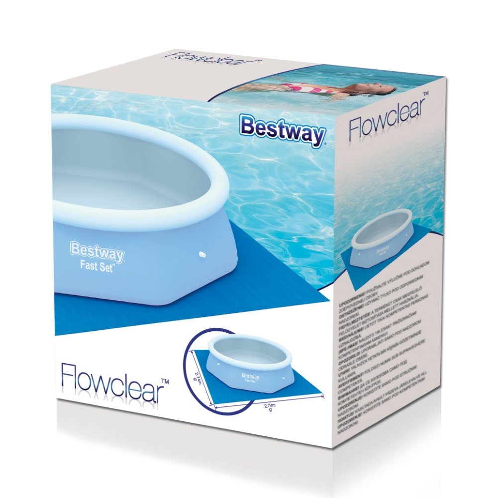 Bestway Ground Cloth Swimming Pool Floor Protector, 274 x 274 cm, Blue, 9 x 9 ft - Image 2
