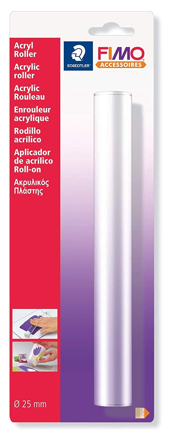 Fimo STAEDTLER 8700 05 Acyrlic Roller for Polymer Modelling Clay - Transparent, 20x2cm (Pack of 1), white, 20cm