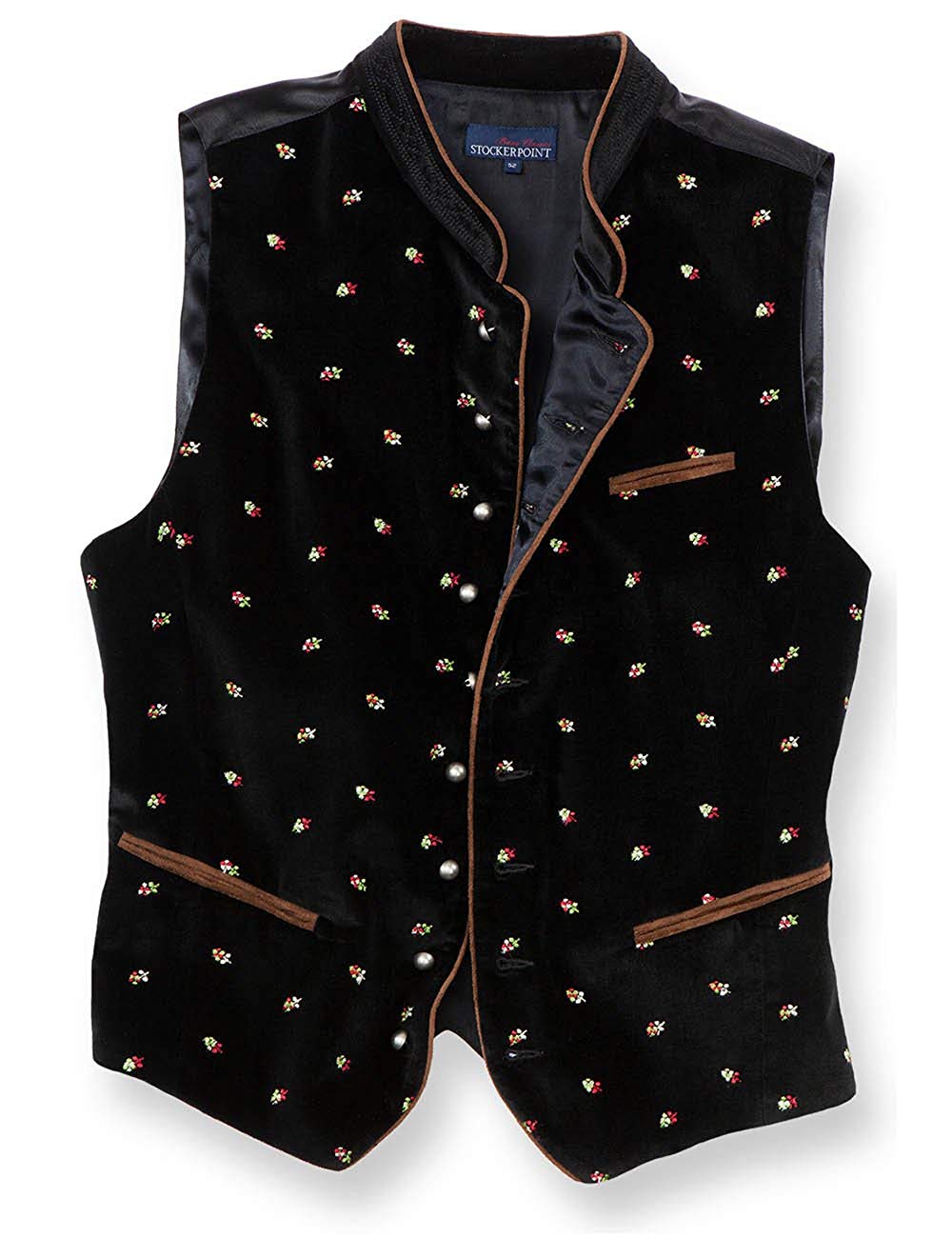 Stockerpoint Men's Weste Calzado Trachten Floral Sleeveless Cardigan, Black (schwarz), Large, Large (manufacturer size: 54) - Image 2