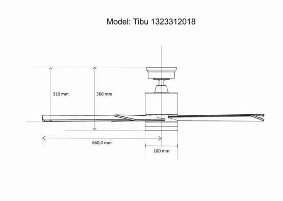 Energy-Saving Ceiling Fan Tibu 52" with Remote Control and LED Light, 132 cm - Image 3
