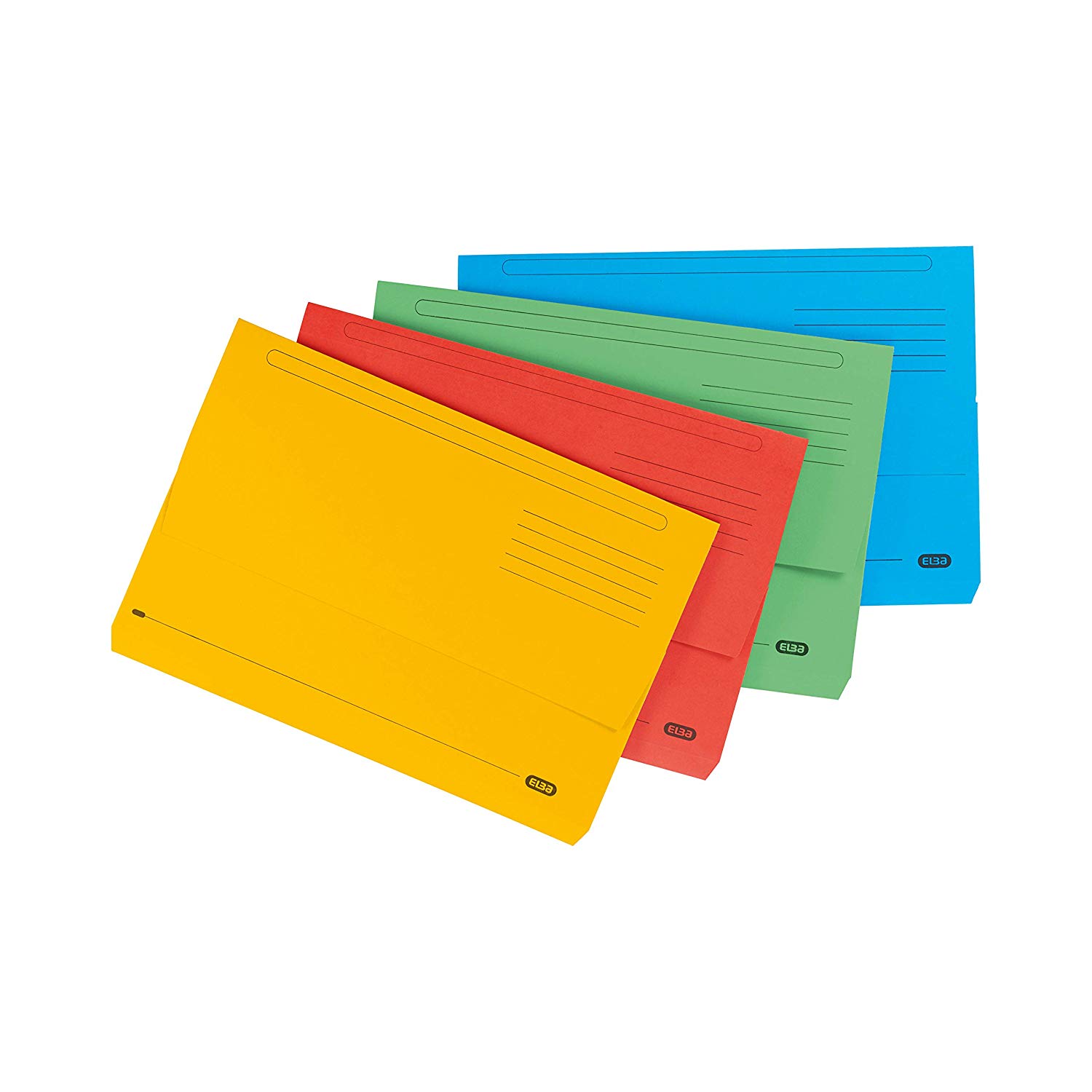 Elba Foolscap Document Wallets, Assorted Colours, A4+, Pack of 25 Folders, Multicolored