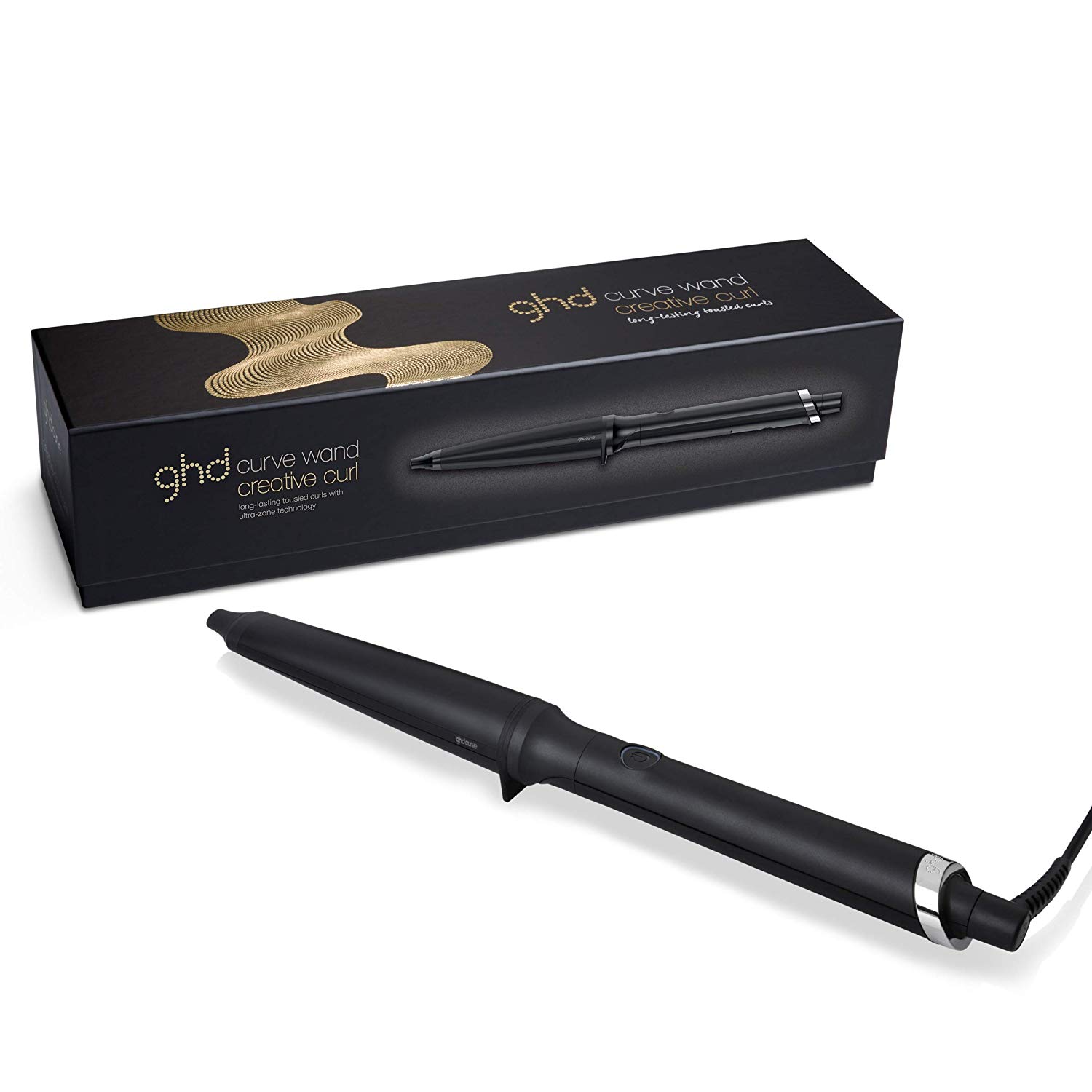 ghd Curve Creative Curl Wand - Unique 28 mm - 23 mm Tapered Barrel, Ultra-Zone Technology, Black, 28 millimeters