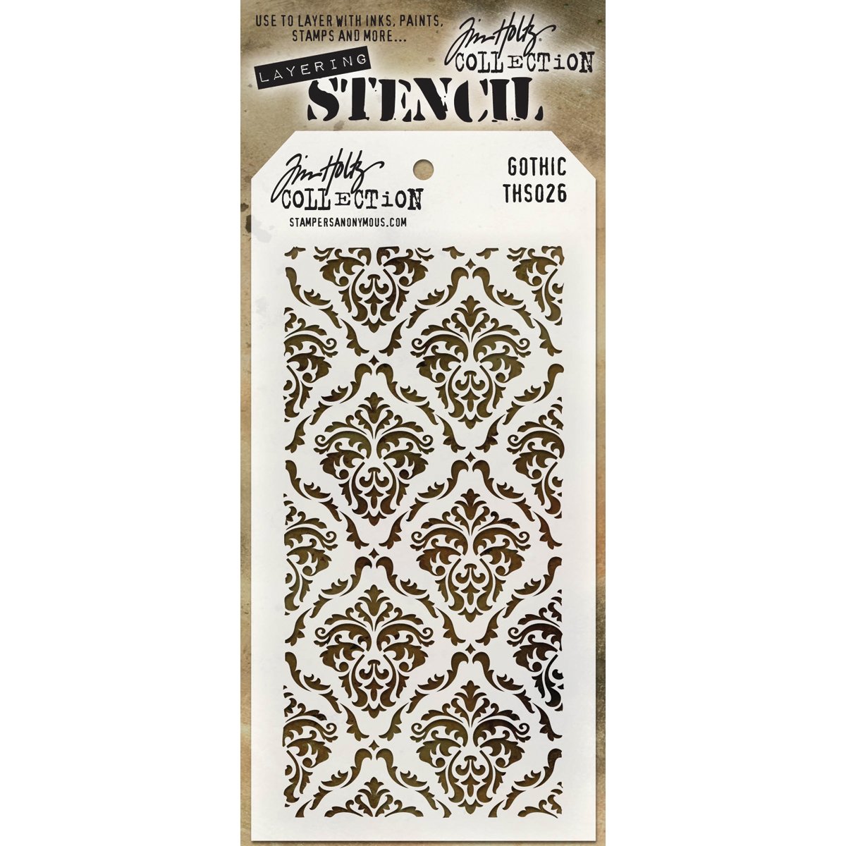 Stampers Anonymous_AGW THS-026 Tim Holtz Layered Stencil 4.125-inch x 8.5-inch, Gothic,Transparent, 4.125-Inch by 8.5-Inch