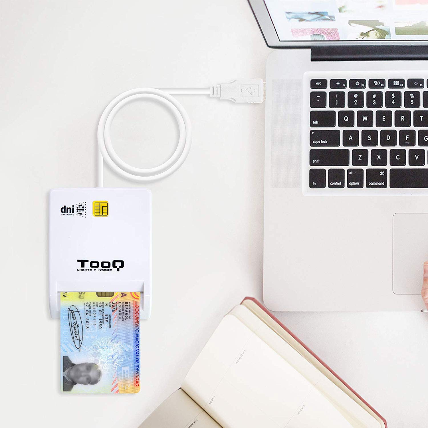 TOOQ TQR-210W USB 2.0 External Electronic ID and Smart Card Reader 480Mbps White - Image 3