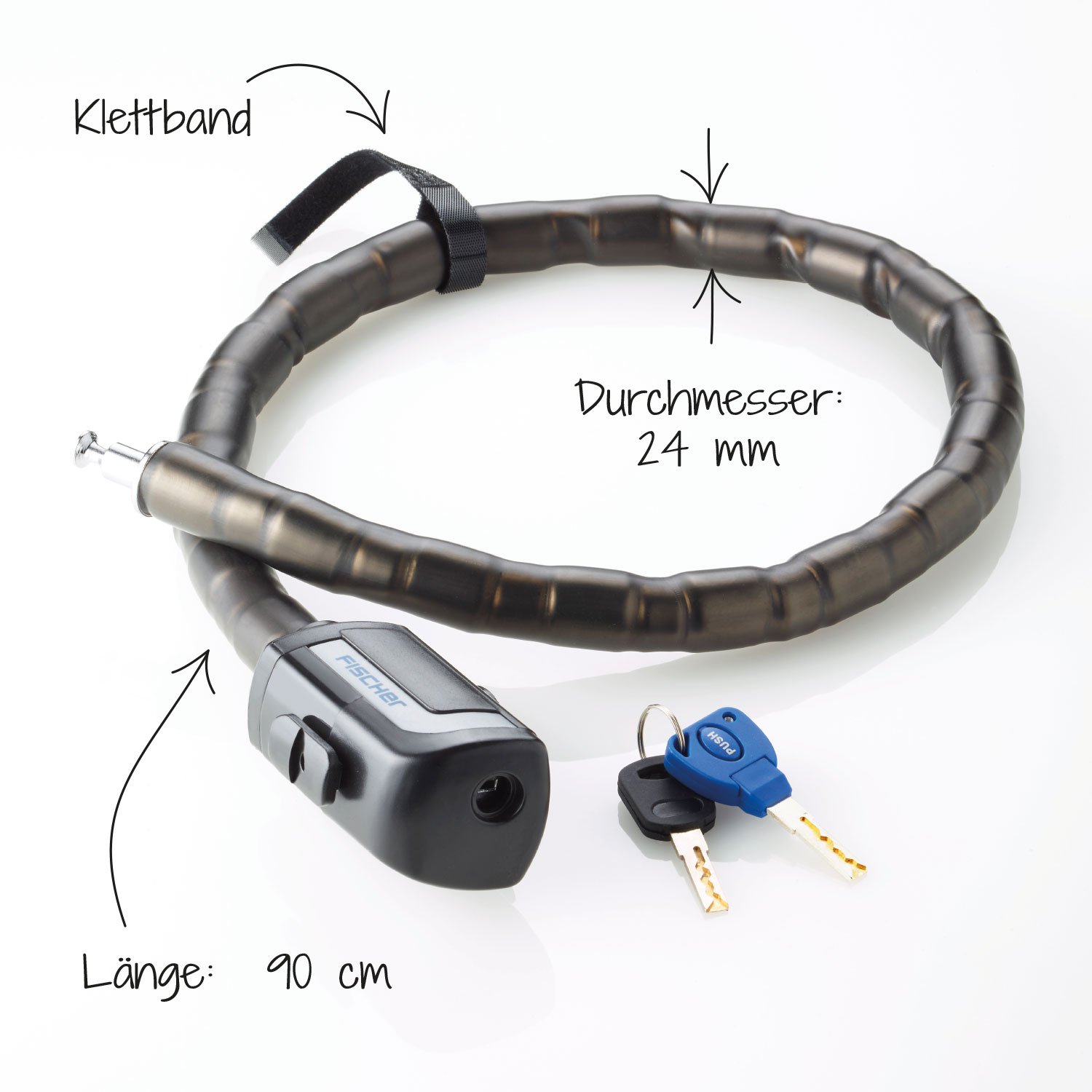 Fischer Link Cable Lock Length 70 cm Diameter 18 mm, Black 70, Black - Black, 70 (EU) - Image 4