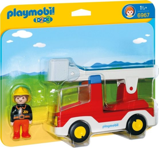 Playmobil 1.2.3 - 6967 Fireman with Ladder Unit Fire Truck, for Ages 1.5+
