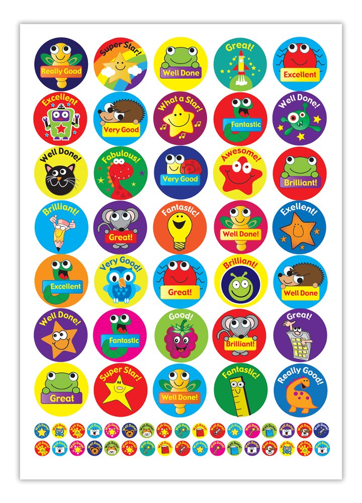 SuperStickers Animals, Stars and Gadgets Stickers (590 x 35mm/10mm Stickers), Multicoloured, 10 x A4 sticker sheets