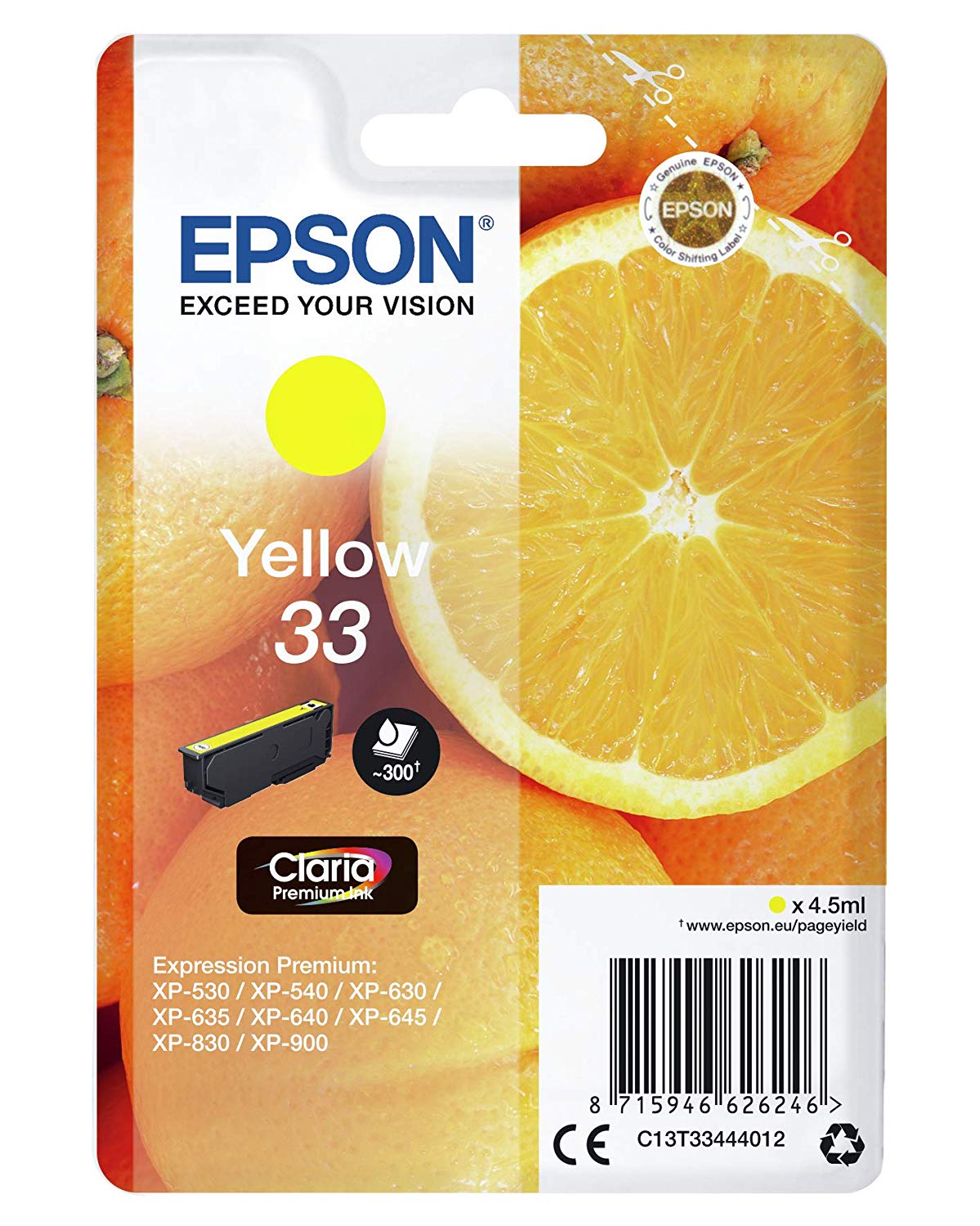 Epson 33 Yellow Oranges, Genuine, Claria Premium Ink, Standard - Image 3