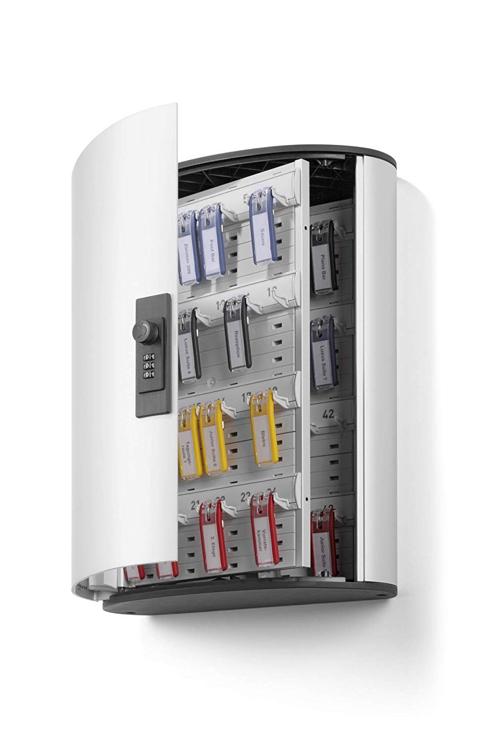 Durable Key Safe Box 48, Wall Mounted Key Holder Cabinet with Combination Lock for up to 48 Key Clip Keys