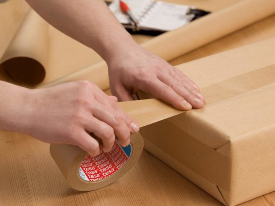 tesa Paper Packaging Tape Made From Recycled Materials for Packing Parcels and Boxes 50 m x 50 mm - Pack of 6 - Image 4