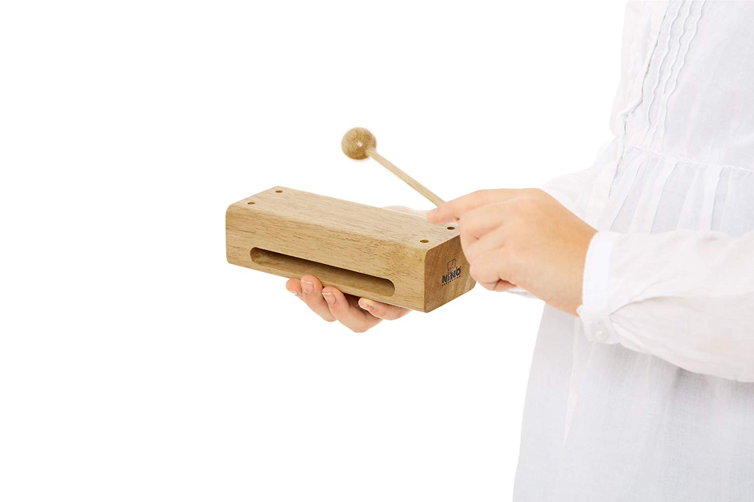 Nino Percussion Wood Block Instrument - Medium Musical Instrument for Children from 3 Years - Siam Oak, Natural (NINO21) - Image 2