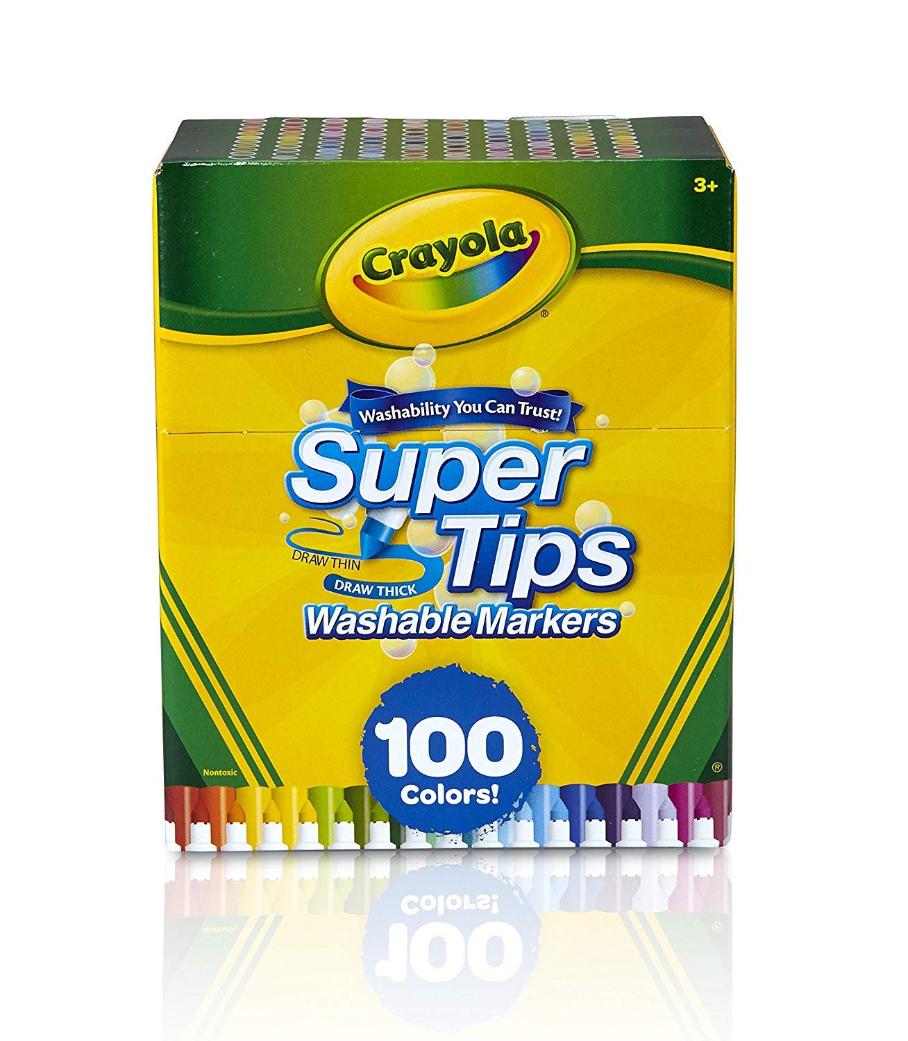 CRAYOLA - Super Tips Marker Set, Washable Markers, 100 Unique Colors, Art Set for Kids 100 Count, multi-coloured, 1 count (Pack of 100)