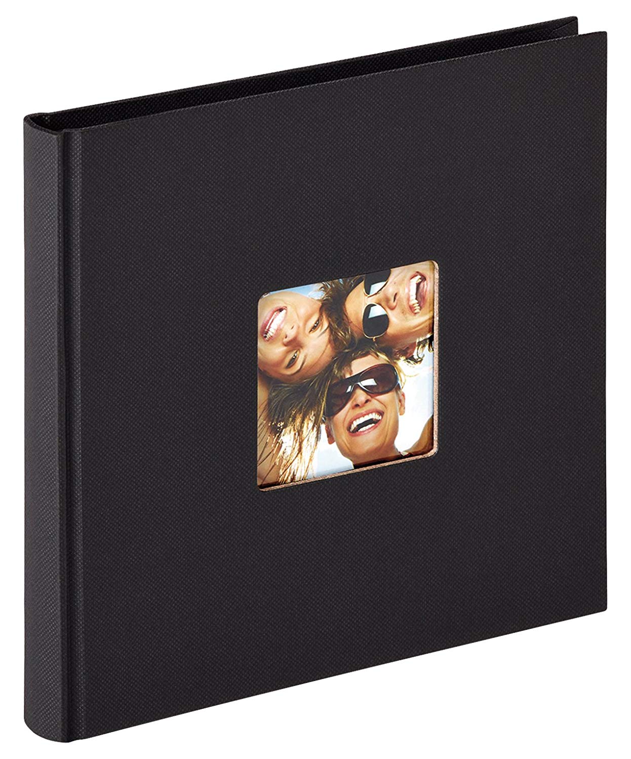 walther Design Photo Album Black 18 x 18 cm with Cover Cut-Out, Fun FA-199-B
