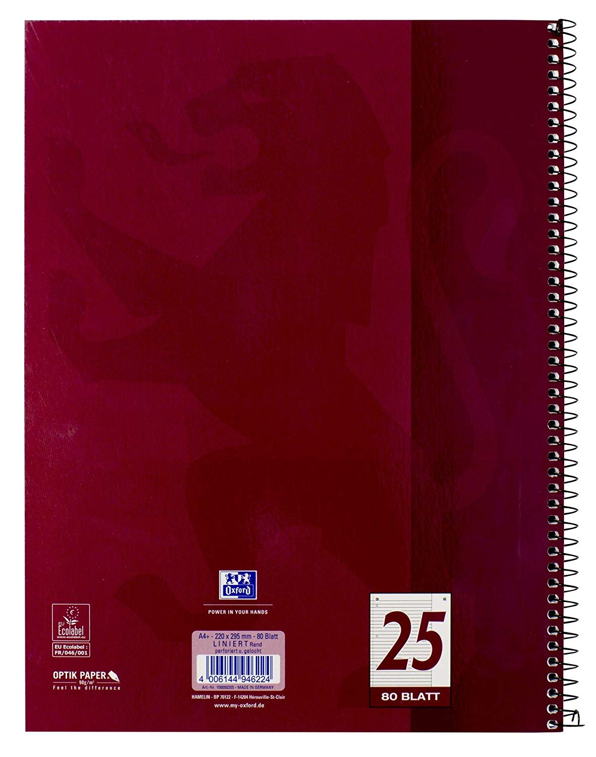 Oxford College Notepad School A4 Squared with Double Margin, 80 Sheets Ruling 25 - Lined with Margin Pack of 10 Purple - Image 2