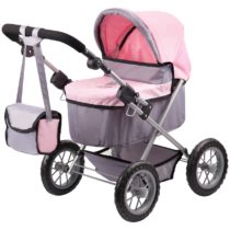 Dolls Pram Trendy, stroller, foldable, height-adjustable handle, with shoulder bag