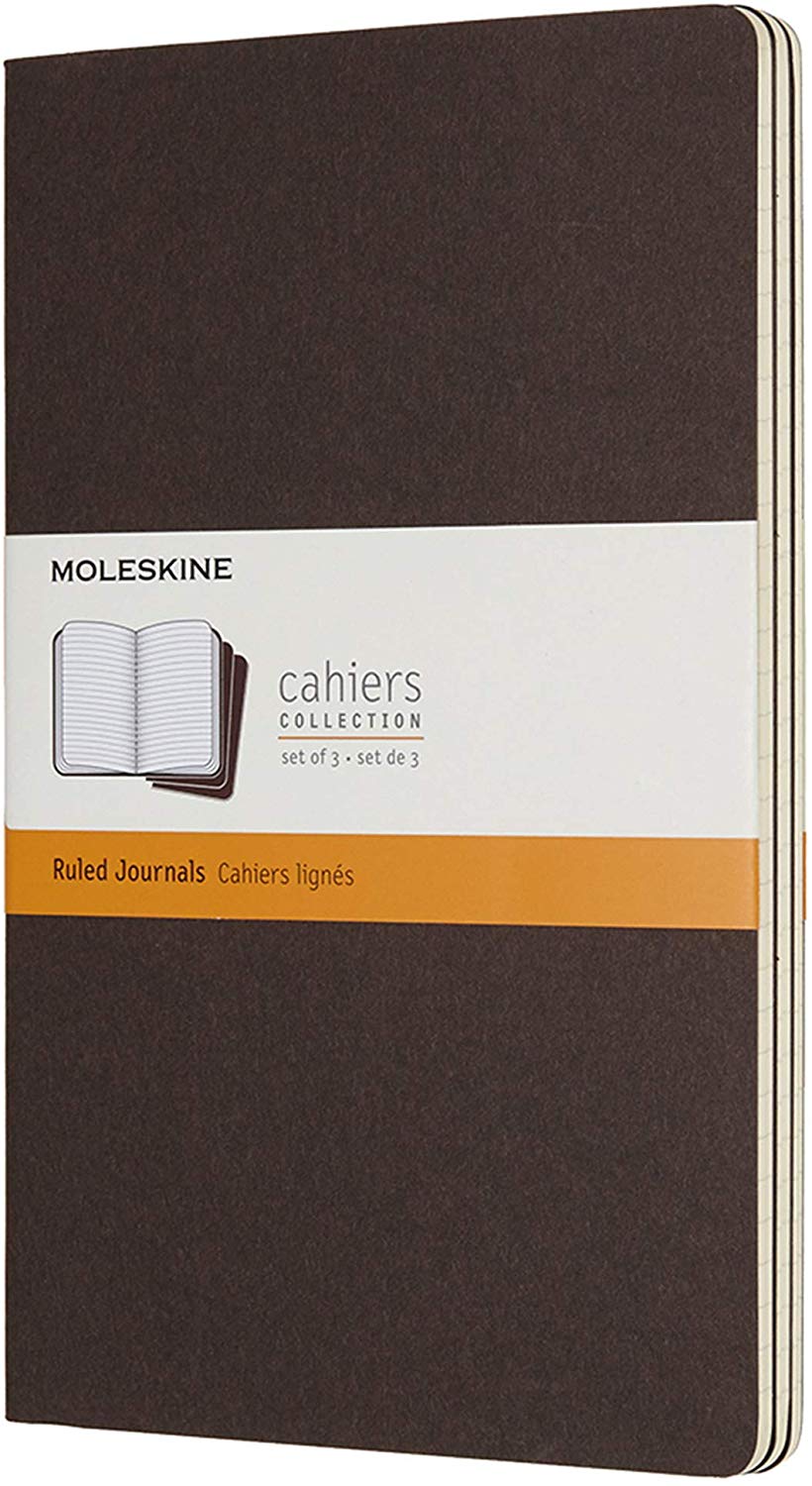 Moleskine Large Ruled Cahier Journal - Coffee Brown (Pack of 3), Large/A5
