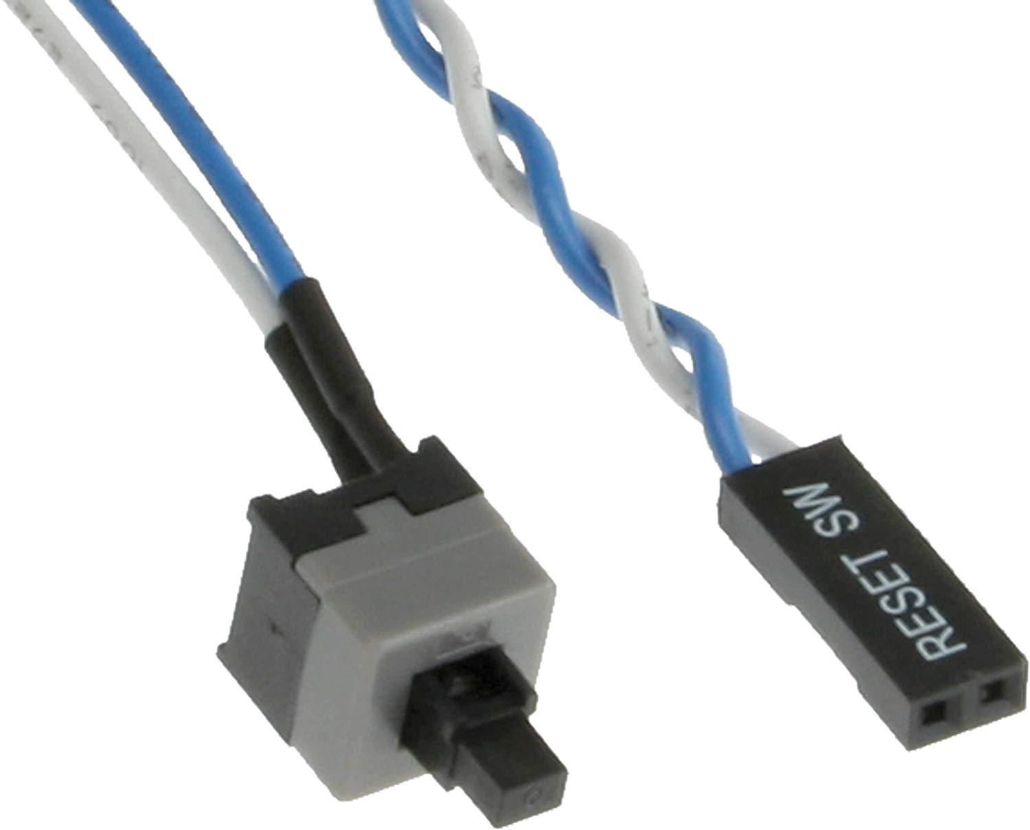 InLine 26648A Power Reset Button with Cable 0.3 m, Black, blue, white, Reset-Taster