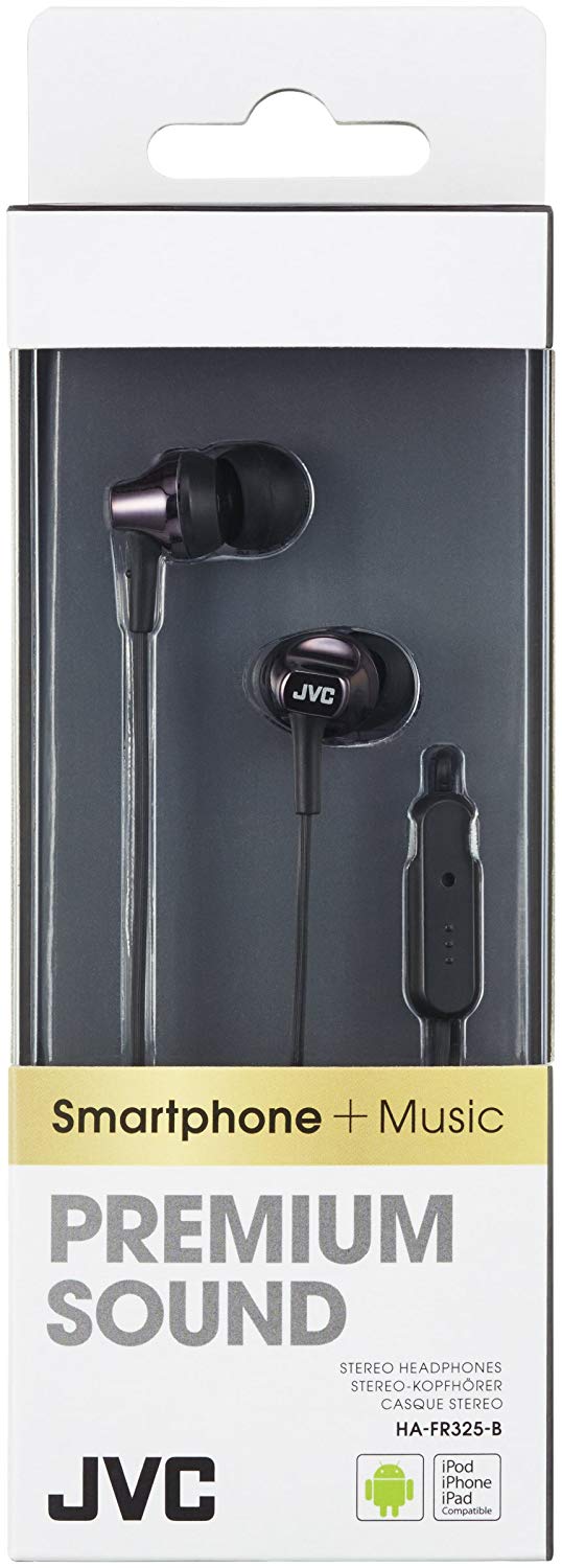 JVC HA-FR325-N-E Premium In-Ear Headphones Earphones with Built-In Remote and Mic for Call Handling - Black, 3.0 cm*17.5 cm*6.0 cm - Image 2